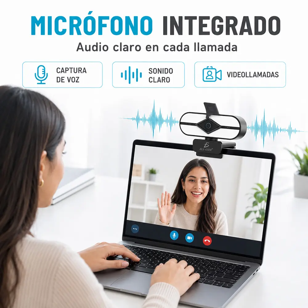 Cámara Web USB 4K Type-C+USB con Luz LED Micrófono Dual Tapa de Privacidad y Plug & Play - Imagen 5