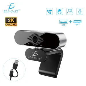 Cámara Web Inteligente 2K con Micrófono HD Tipo C+USB Autoenfoque