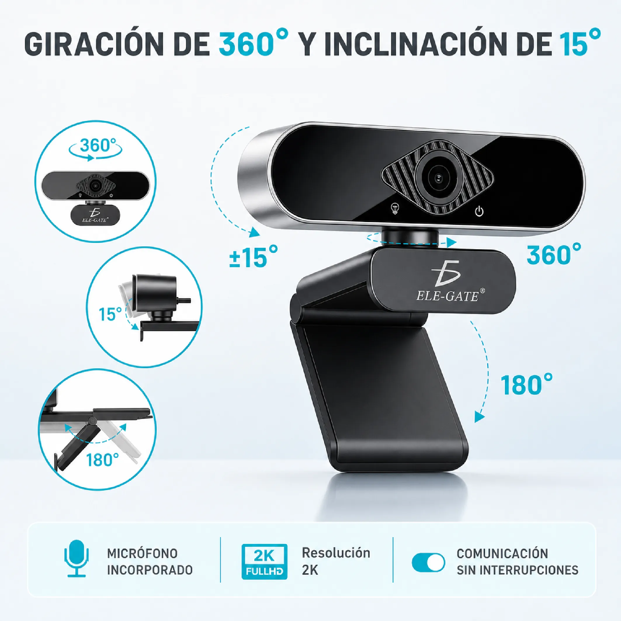 Cámara web 2K con USB y USB-C - Imagen 2