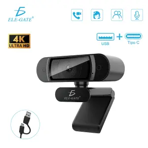Webcam Ultra HD 4K  Tipo C+USB con Doble Micrófono