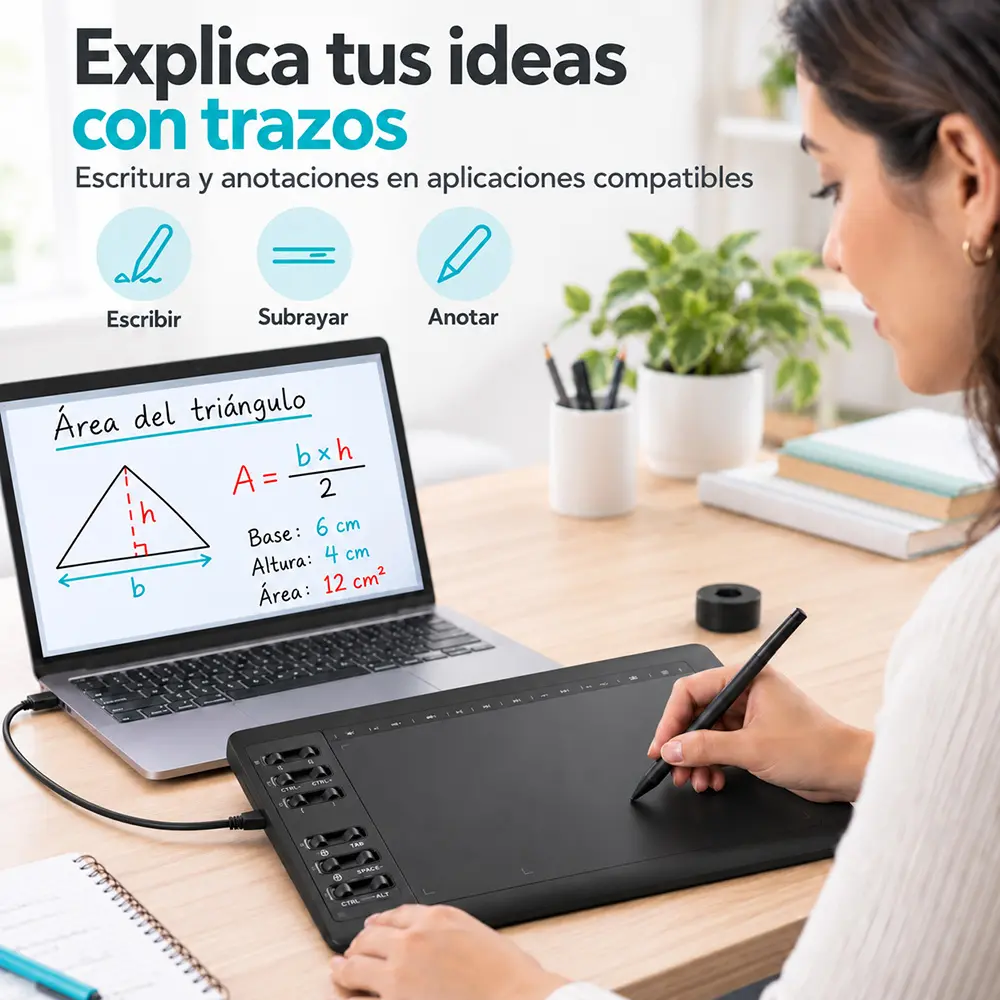 Tableta gráfica USB de 10 × 6 pulgadas con lápiz pasivo - Imagen 5