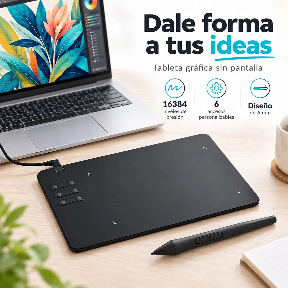 Tableta gráfica USB-C compacta con lápiz sin batería - Imagen 2