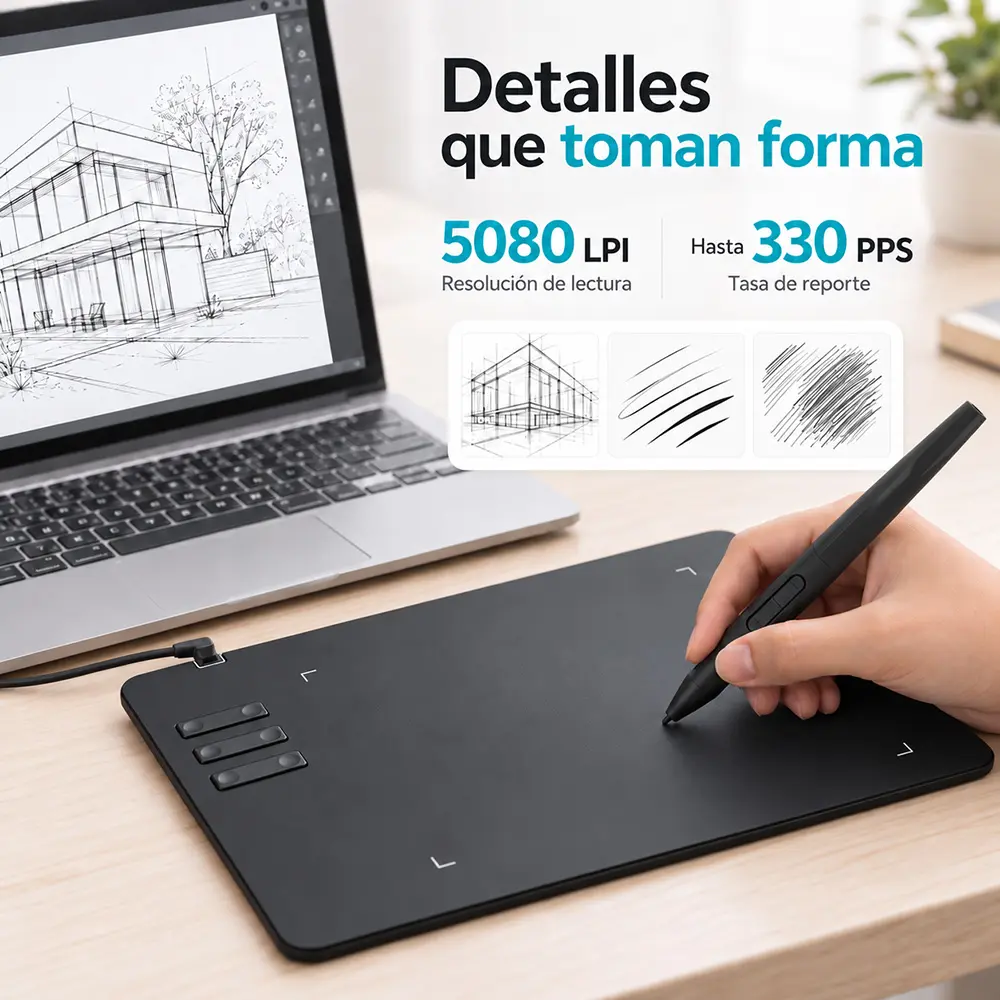 Tableta gráfica USB-C compacta con lápiz sin batería - Imagen 4