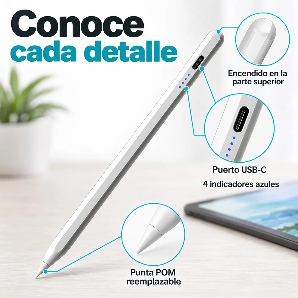 Lápiz táctil recargable USB-C para celulares y tablets - Imagen 3