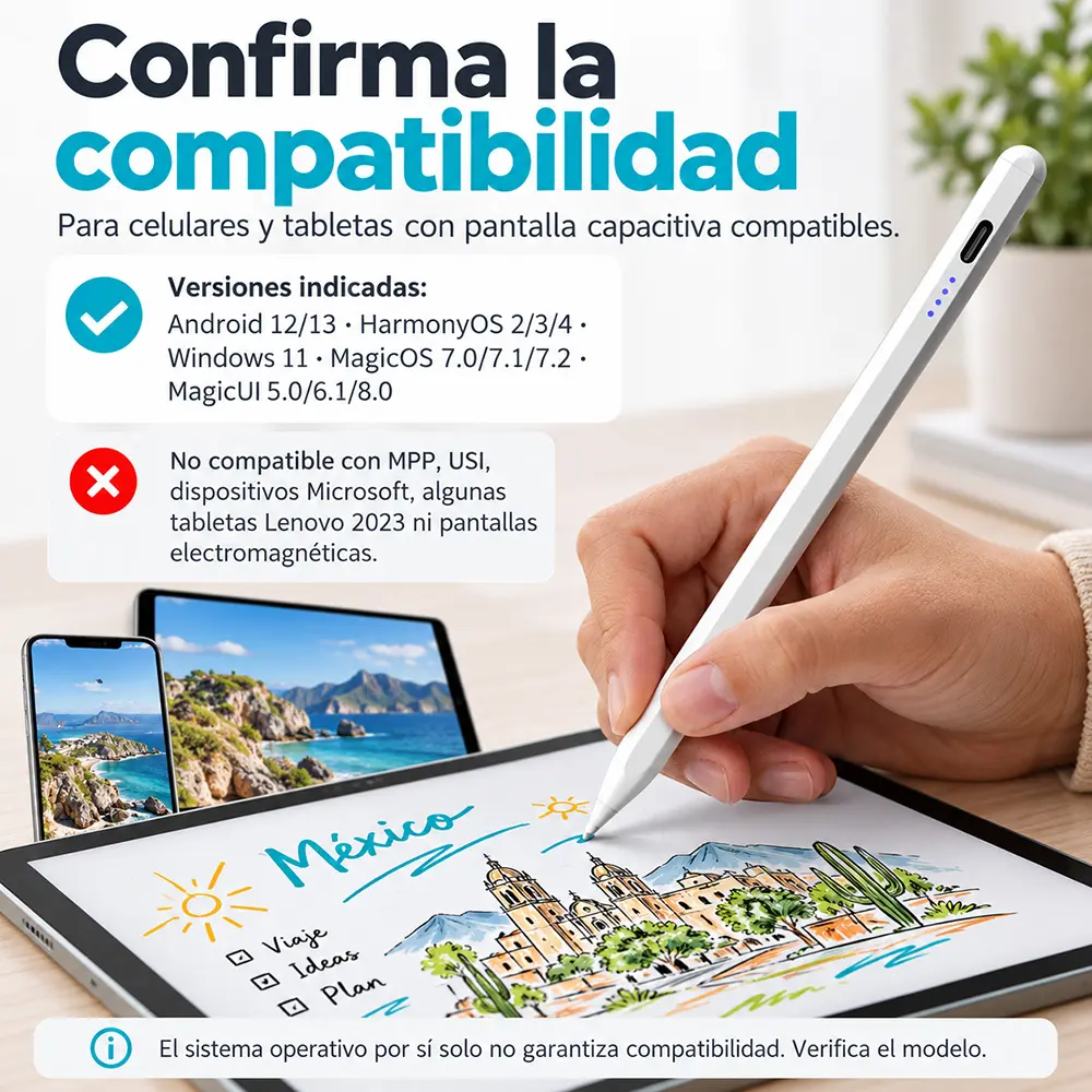 Lápiz táctil recargable USB-C para celulares y tablets - Imagen 5