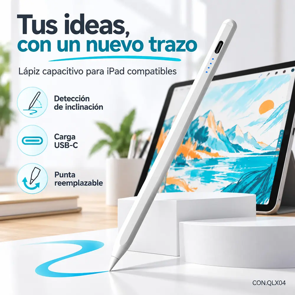 Lápiz táctil USB-C para iPad compatible con inclinación - Imagen 2