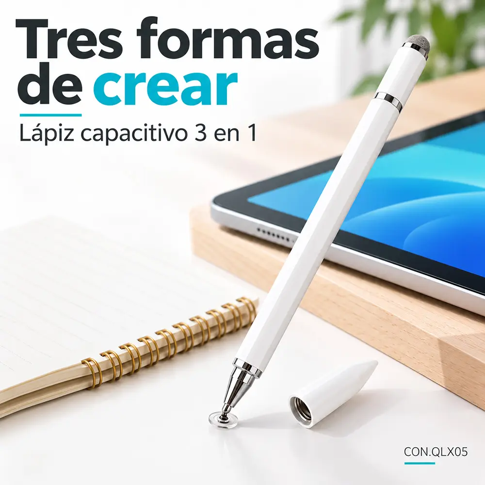 Lápiz capacitivo 3 en 1 para celular tablet y papel - Imagen 2