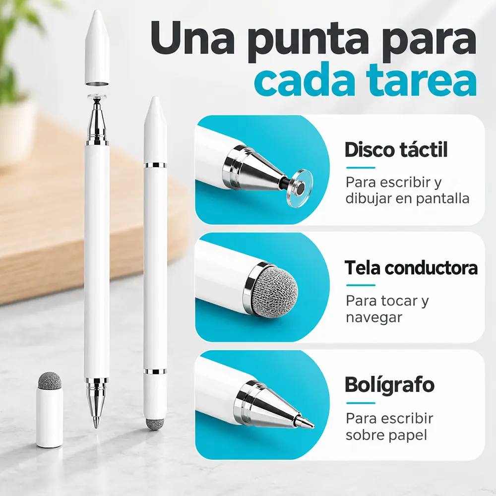 Lápiz capacitivo 3 en 1 para celular tablet y papel - Imagen 5