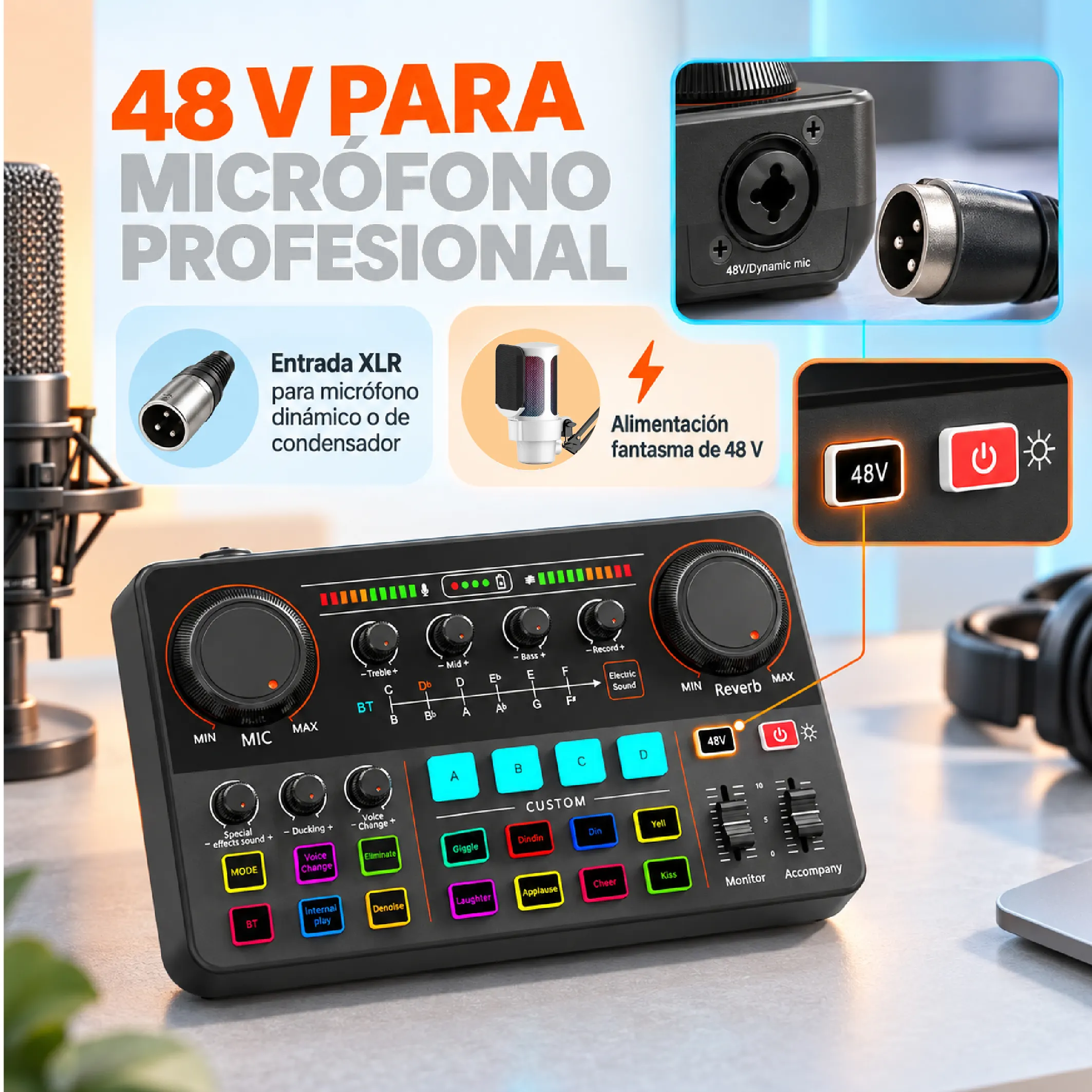 Interfaz De Audio Bluetooth Con Phantom 48 V Para Streaming - Imagen 3