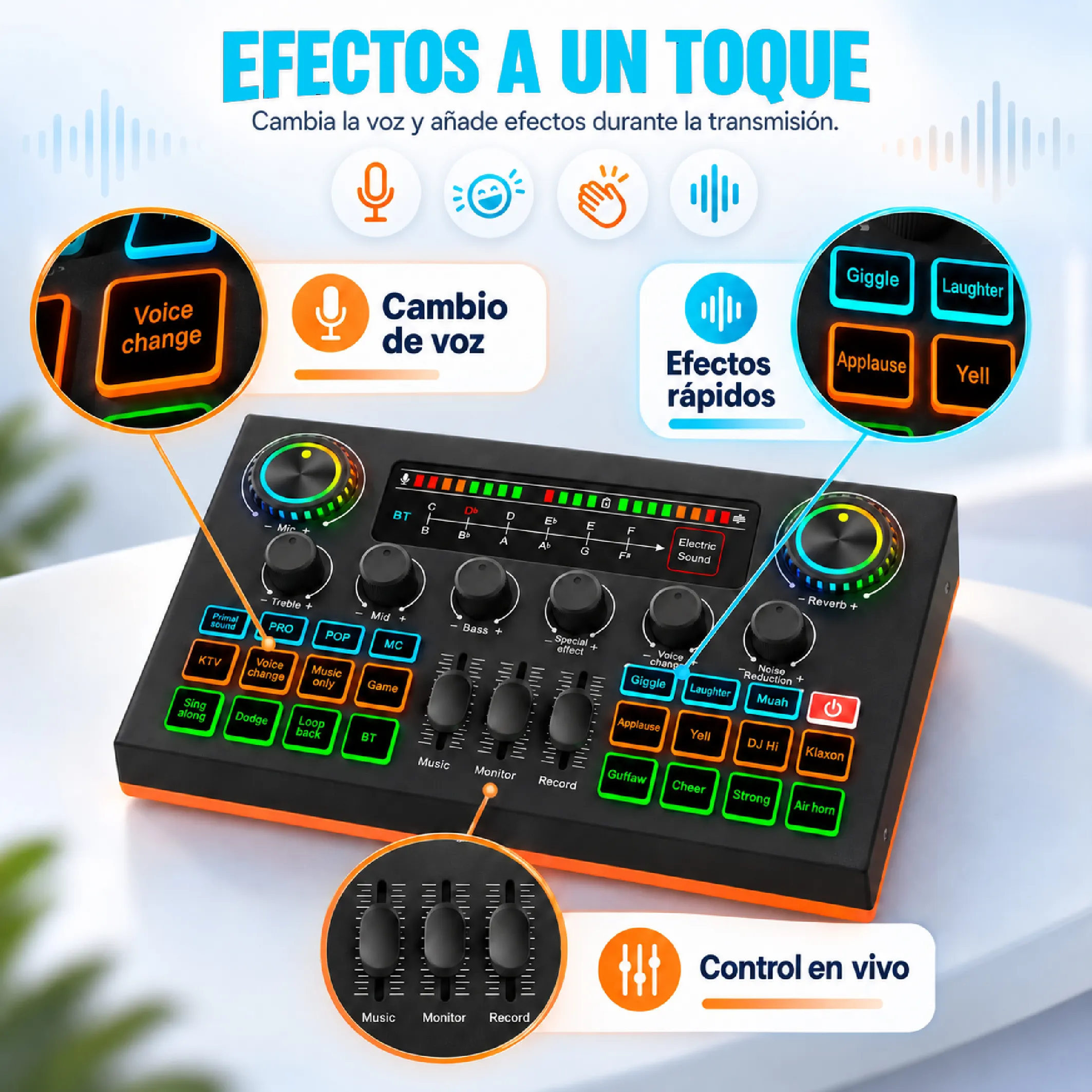 Mezcladora De Audio Bluetooth Con OTG USB-C Para Streaming - Imagen 2