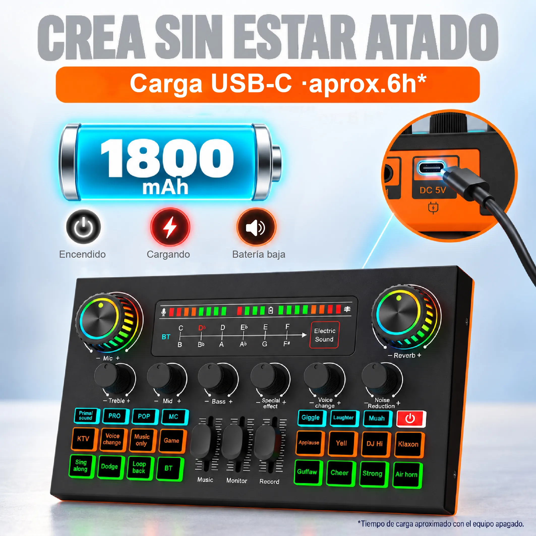 Mezcladora De Audio Bluetooth Con OTG USB-C Para Streaming - Imagen 4