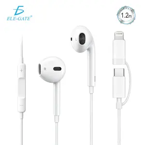Audífonos con cable USB-C y Lightning de 1.2 m blancos