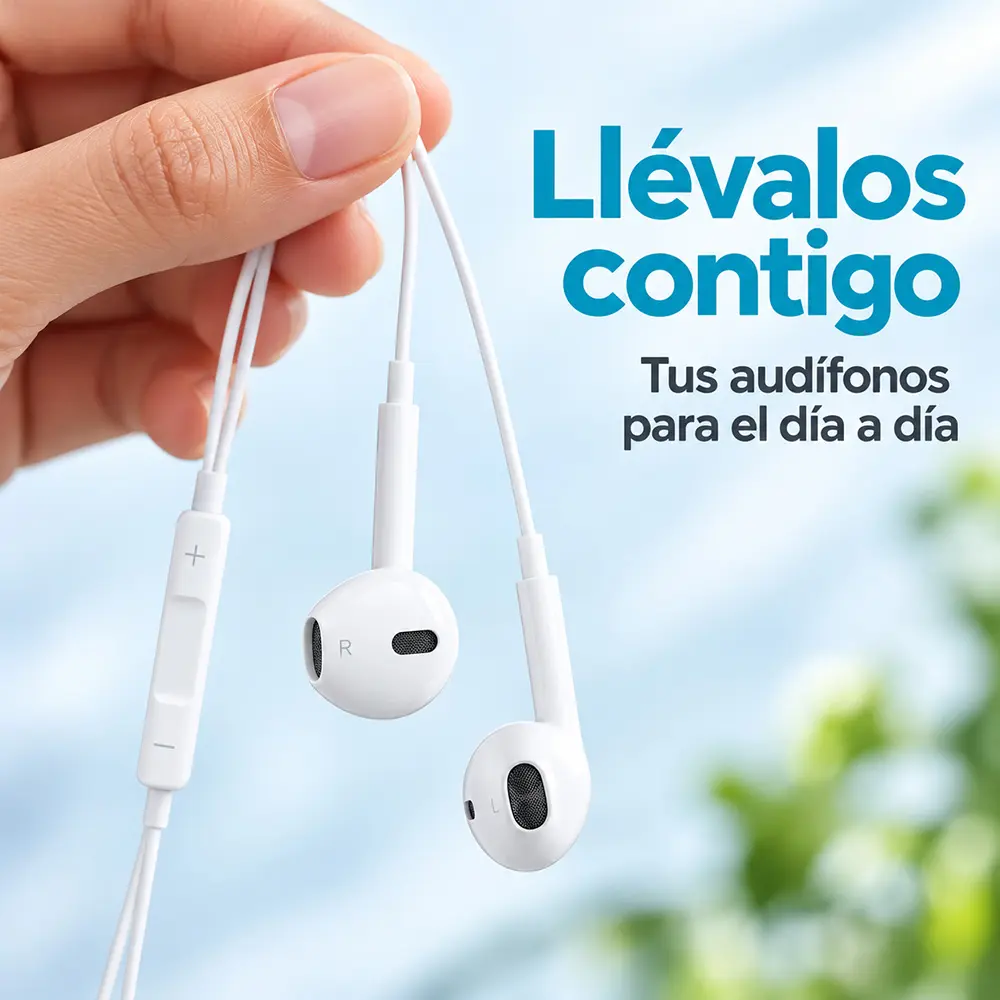 Audífonos con cable USB-C y Lightning de 1.2 m blancos - Imagen 2