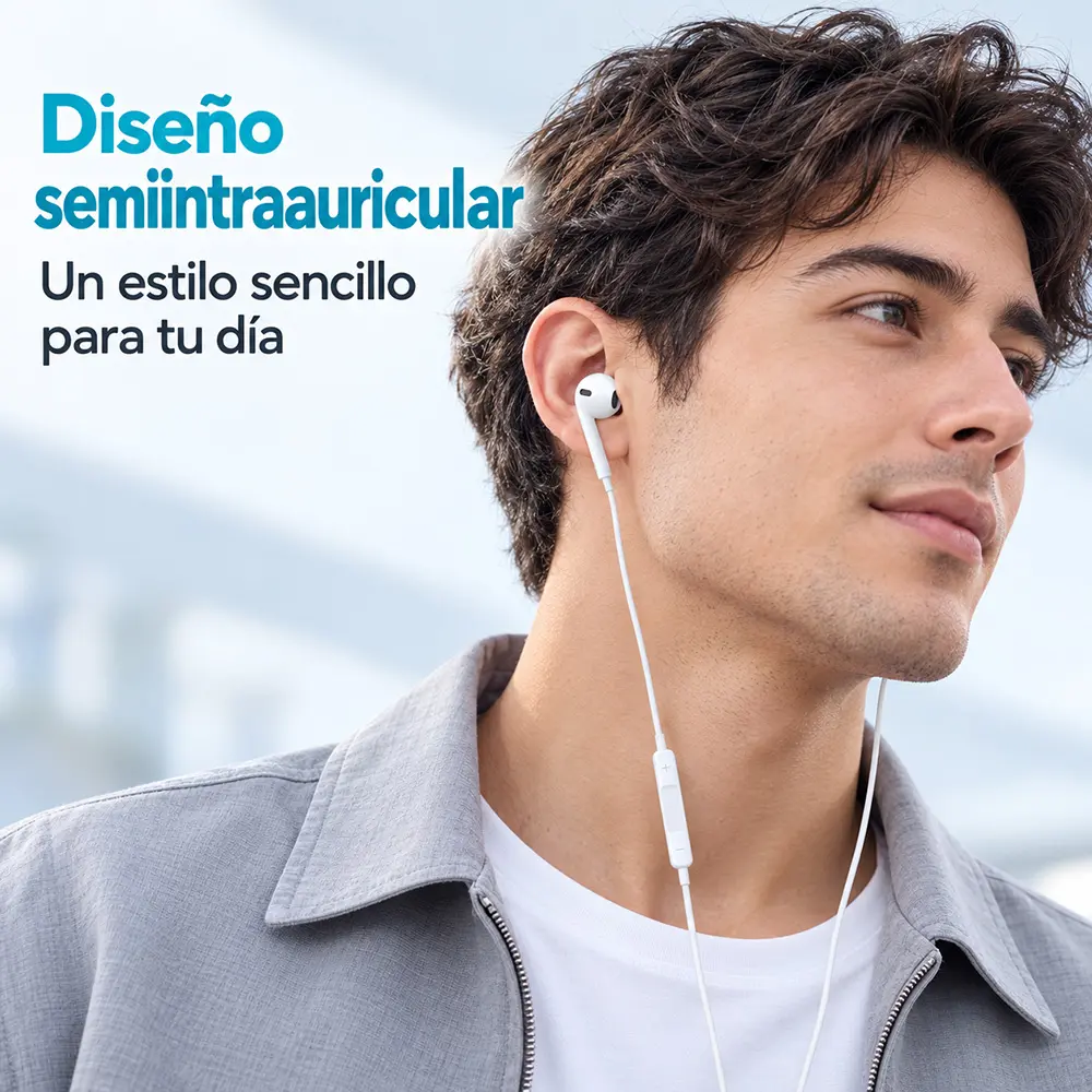 Audífonos con cable USB-C y Lightning de 1.2 m blancos - Imagen 4