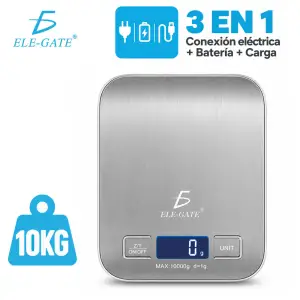 Báscula Digital De Cocina De Acero Inoxidable – Precisión De 1 G, Capacidad De 10 Kg, Pantalla LCD