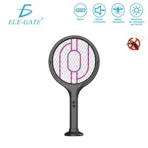 Raqueta eléctrica extensible antimosquitos con USB-C