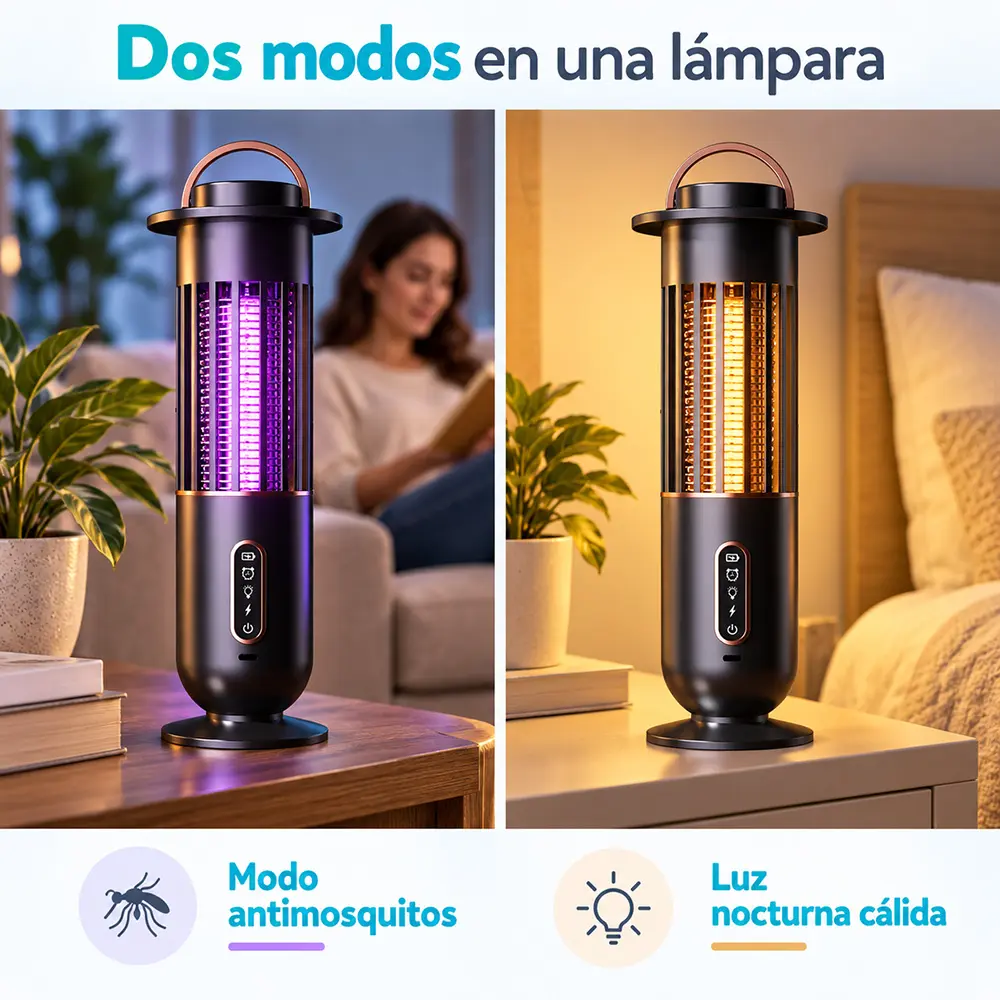 Lámpara antimosquitos USB-C con luz cálida y temporizador - Imagen 5