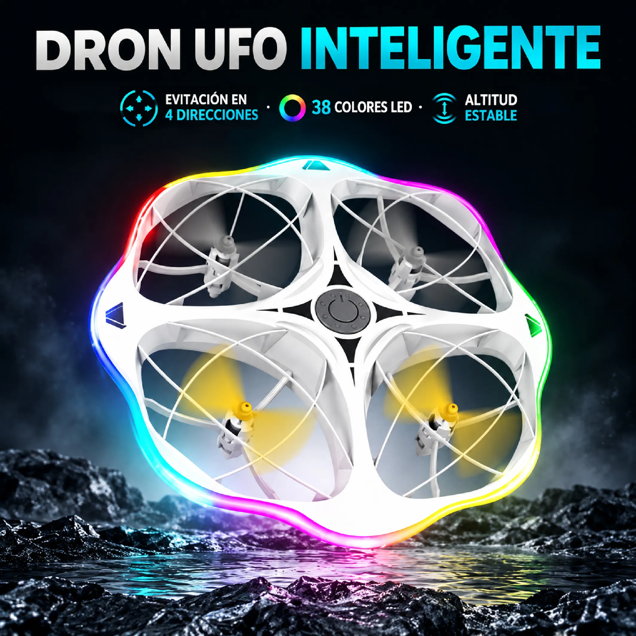 Dron UFO con luces LED y control remoto de 2.4 GHz - Imagen 2