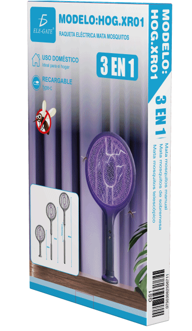 Raqueta eléctrica extensible antimosquitos con USB-C - Imagen 5