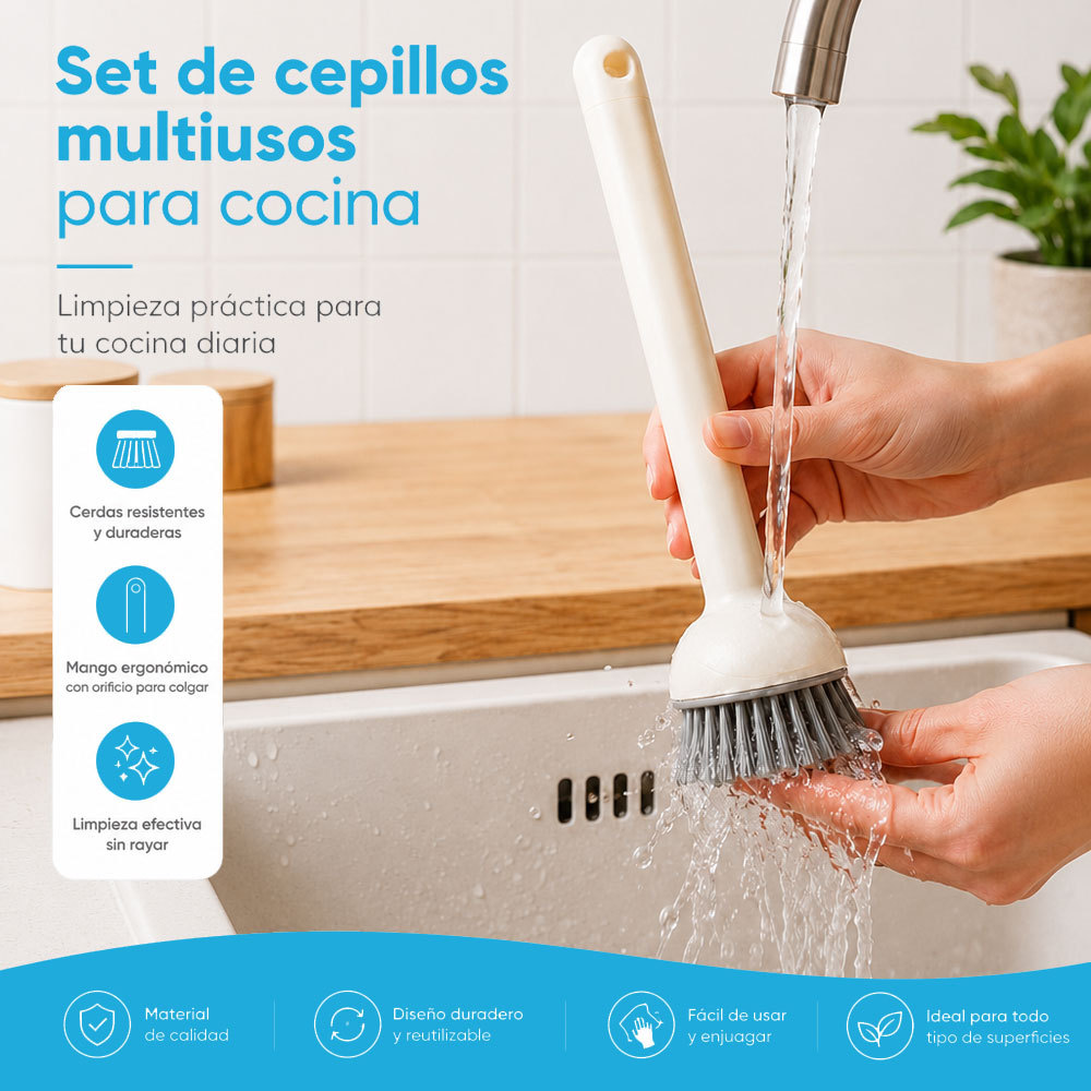Cepillo de Cocina Multiusos Ajustable 180° con Cerdas Resistentes | Limpieza Profunda para Ollas, Sartenes y Fregaderos - Image 3