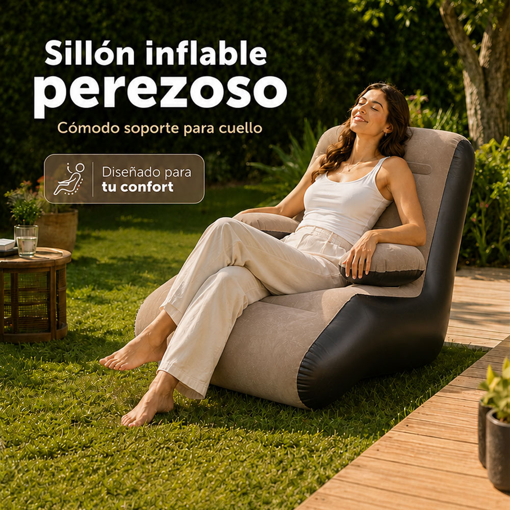 Sillón Inflable Sofá Forma Camping Reclinable Puff Portátil - Image 2