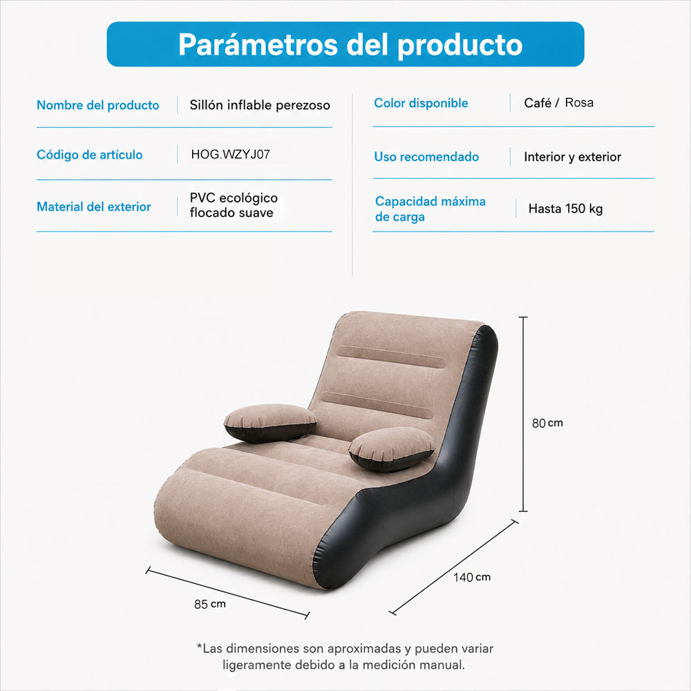 Sillón Inflable Sofá Forma Camping Reclinable Puff Portátil - Image 4