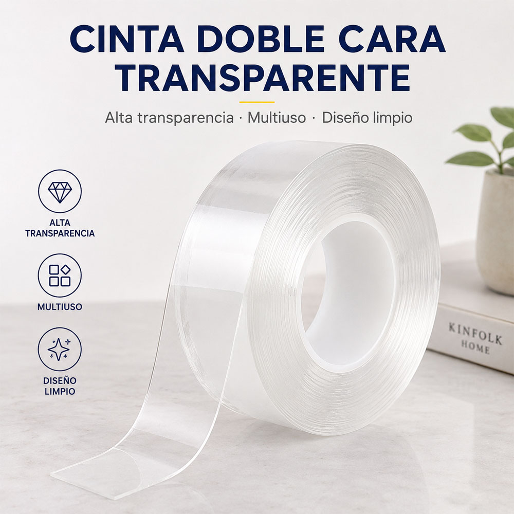 Detalle de Cinta Nano Gel Transparente Doble Cara 5 m x 1 cm ELE-GATE