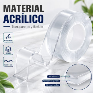 Presentación de Cinta Nano Gel Transparente Doble Cara 5 m x 1 cm ELE-GATE