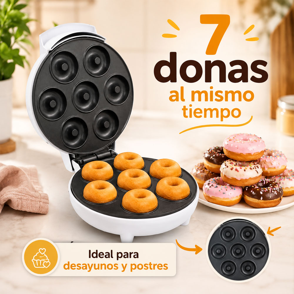 Máquina Eléctrica para Mini Donas 7 Piezas con Luces Indicadoras, Ventilación Rápida y Patas Antideslizantes - Image 5