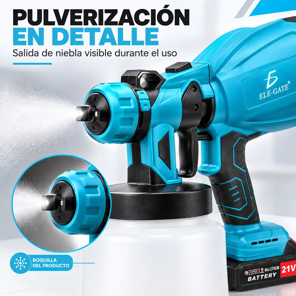 Pistola de pintura inalámbrica 21 V para muebles y muros - Imagen 4