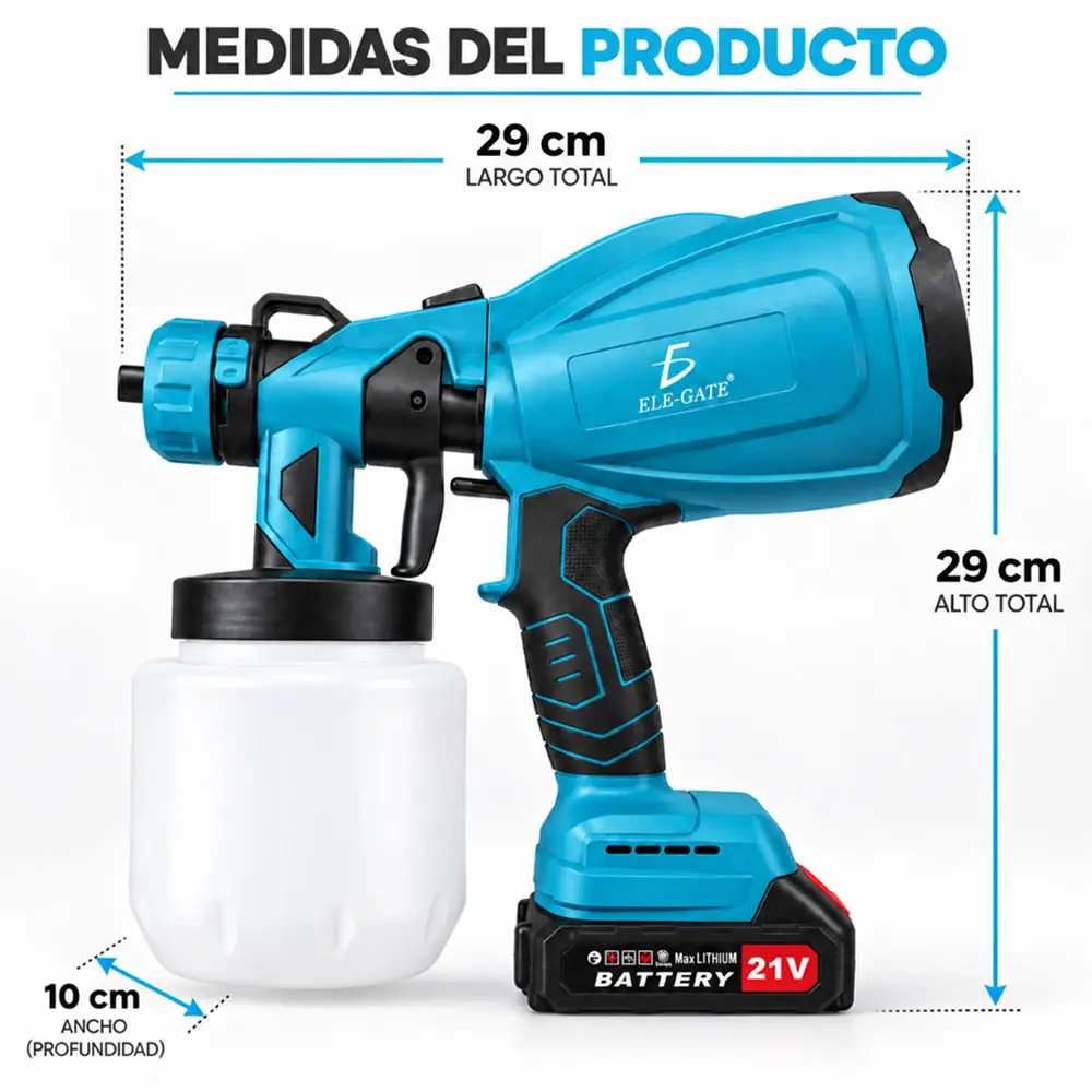 Pistola de pintura inalámbrica 21 V para muebles y muros - Imagen 6