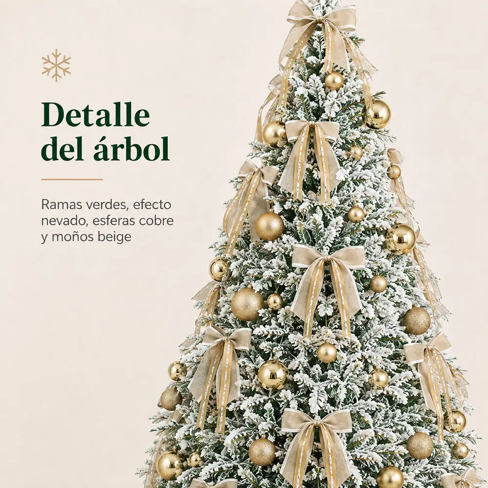 Árbol de Navidad Artificial Decorado Flexible Con nieve, 150, 180 y 210 cm - Imagen 3