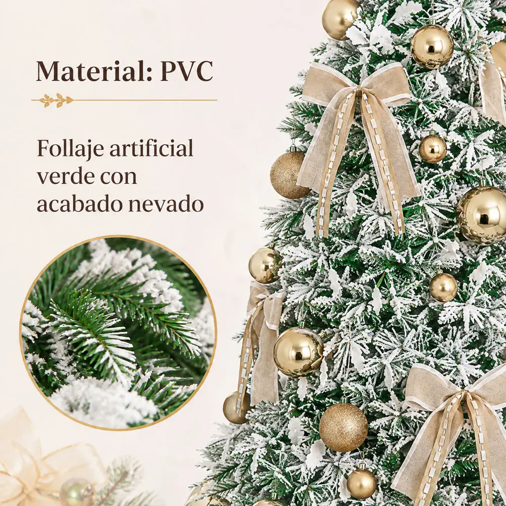 Árbol de Navidad Artificial Decorado Flexible Con nieve, 150, 180 y 210 cm - Imagen 2