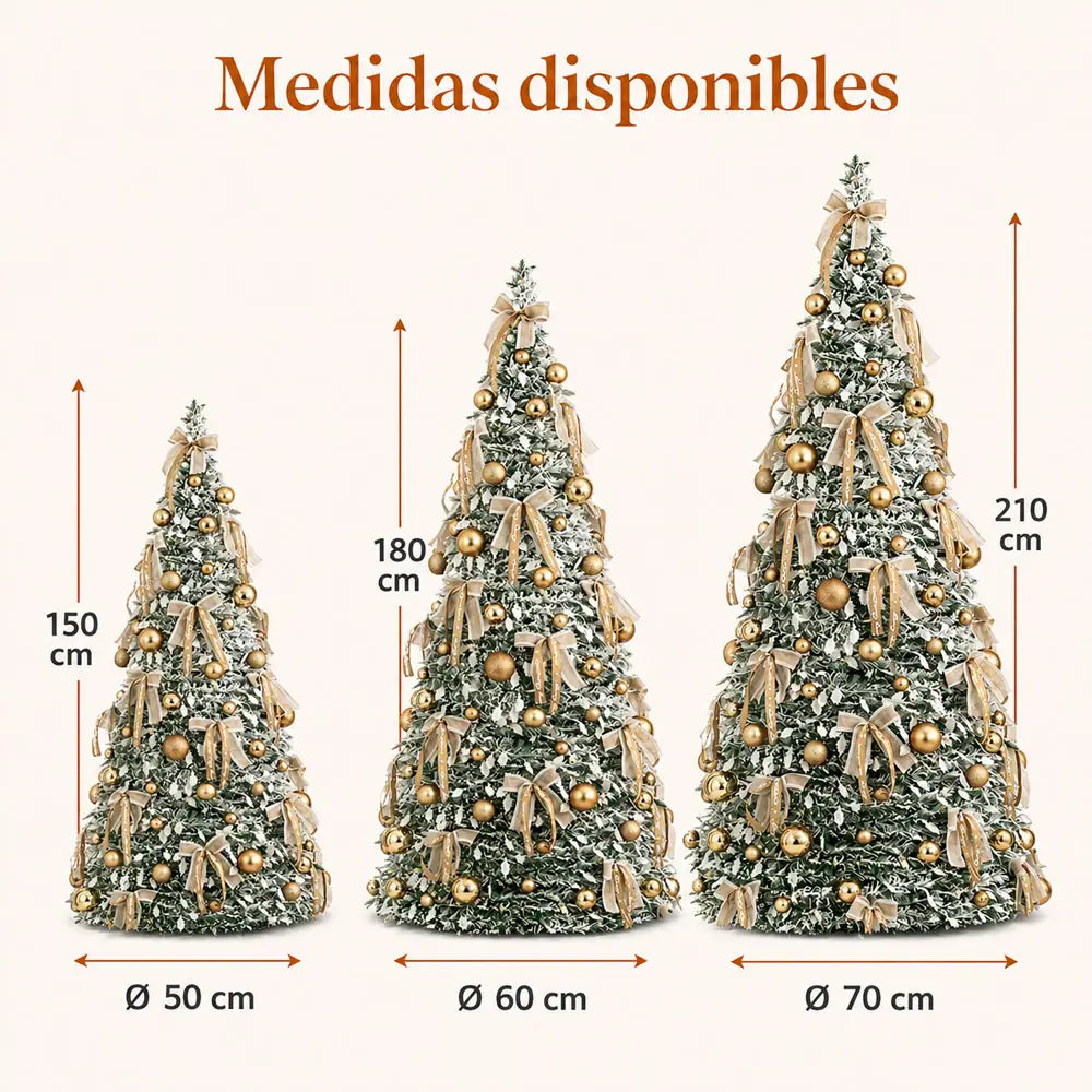 Árbol de Navidad Artificial Decorado Flexible Con nieve, 150, 180 y 210 cm - Imagen 4