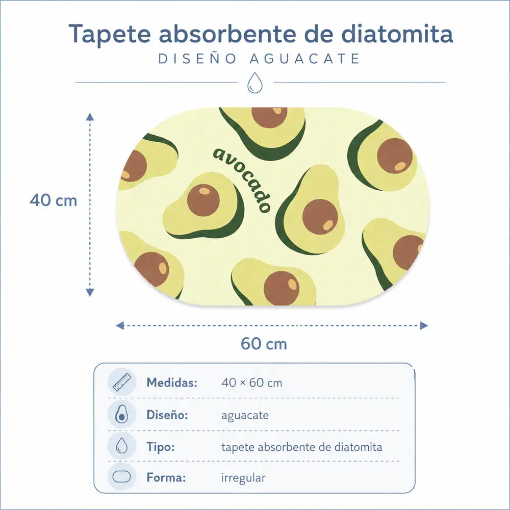 Tapete Absorbente 40 x 60 cm Diseño Aguacate, Secado Rápido para Baño, Dormitorio y Entrada - Imagen 5