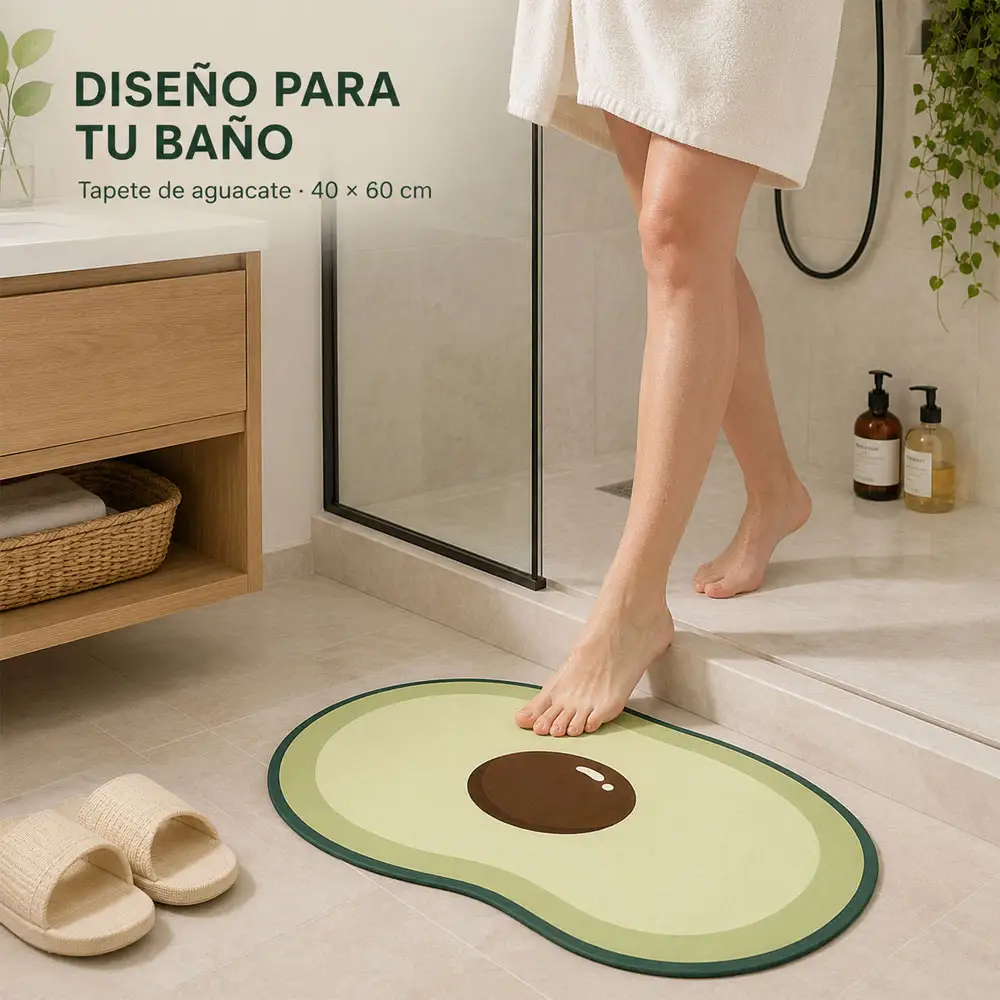 Tapete Absorbente 40 x 60 cm Diseño Aguacate, Secado Rápido para Baño, Dormitorio y Entrada - Imagen 4