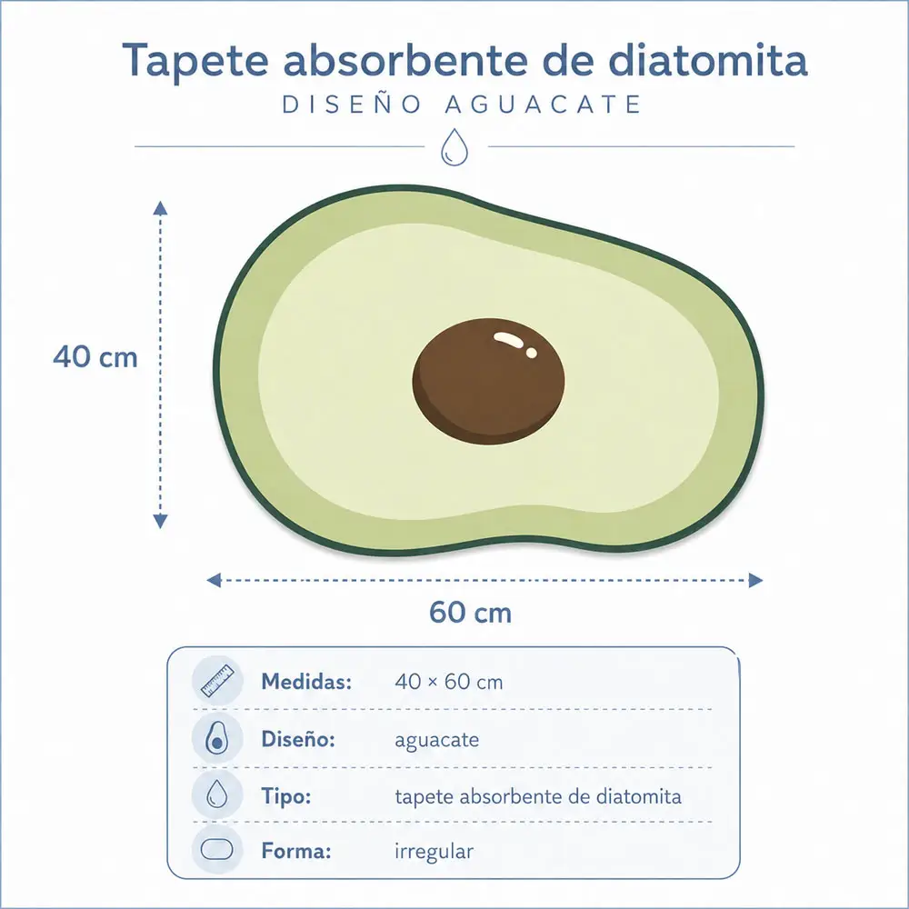 Tapete Absorbente 40 x 60 cm Diseño Aguacate, Secado Rápido para Baño, Dormitorio y Entrada - Imagen 5
