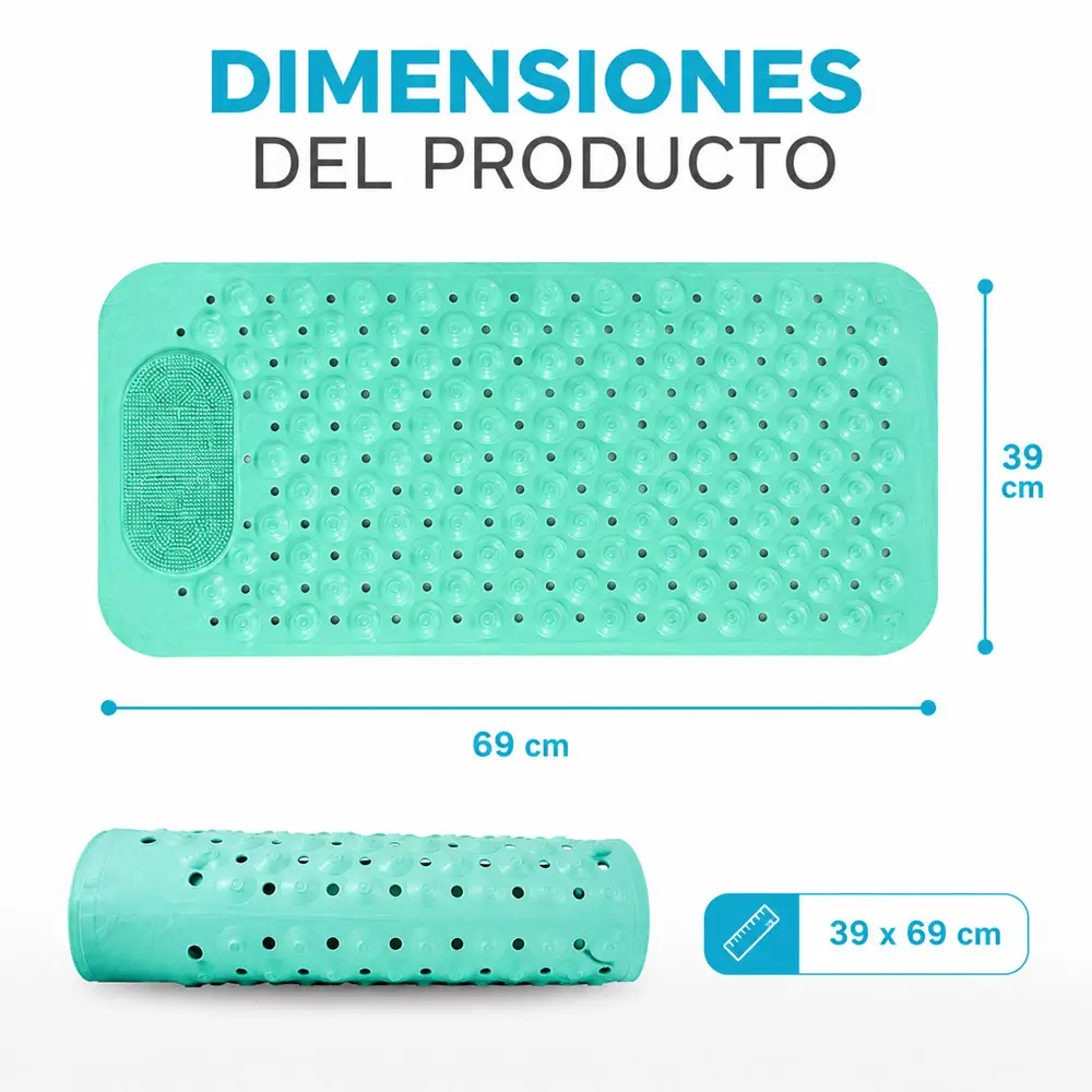 Tapete de Baño 69 x 39 cm con Ventosas y Zona de Masaje - Imagen 5
