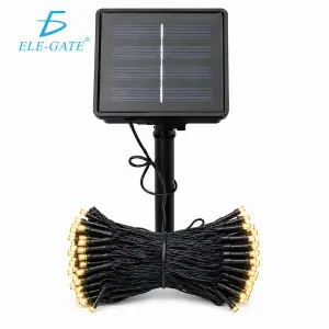 Serie de luces solares de 10 m con 100 LED cálidos