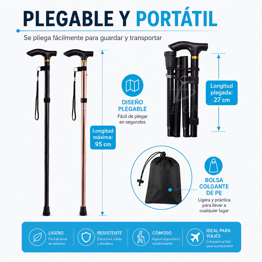 Bastón Plegable de Senderismo | Ligero, Ajustable y Antideslizante - Image 2
