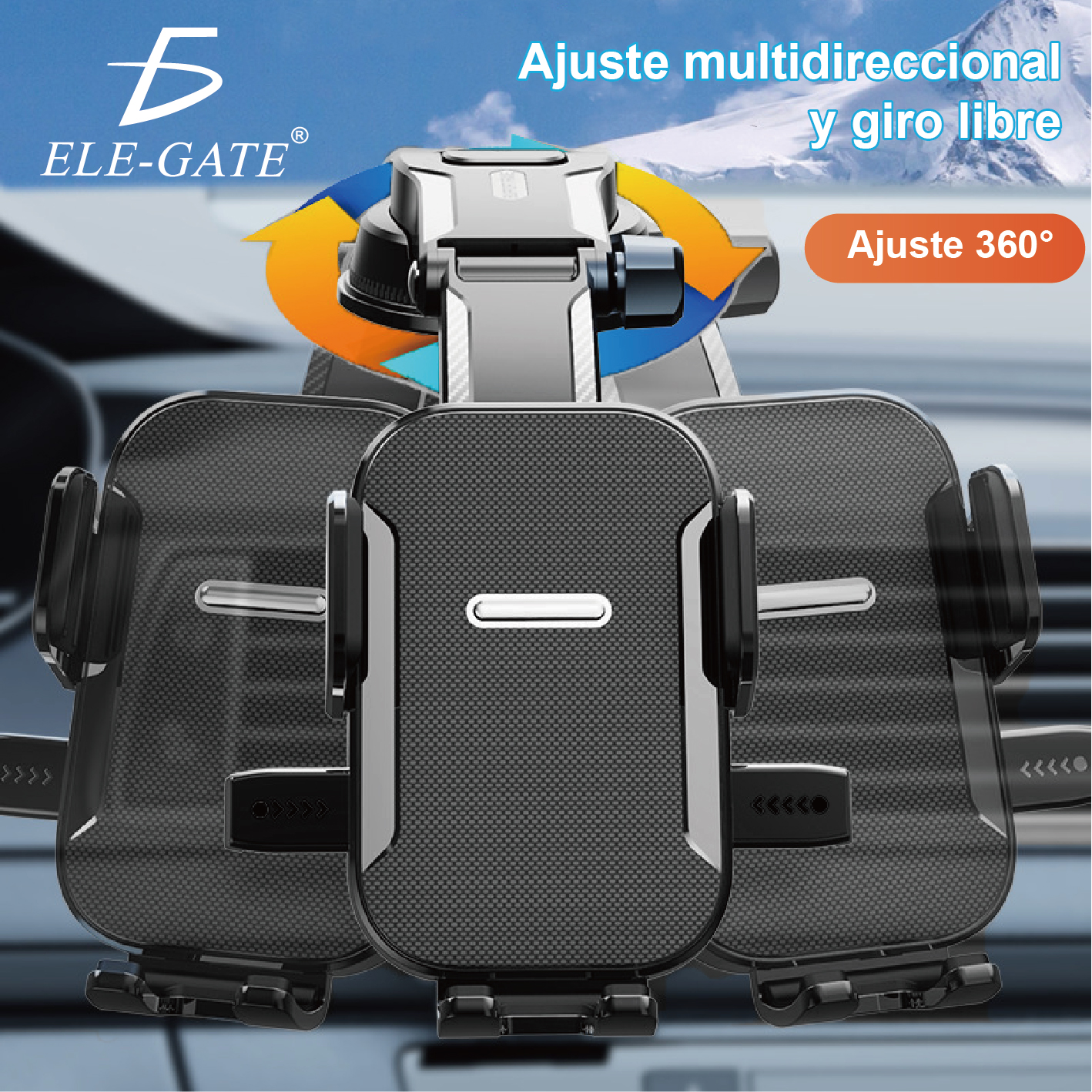 Soporte para Celular Auto 980° con Ventosa Ultra Fuerte, Giro 360° y Bloqueo Automático - Image 5