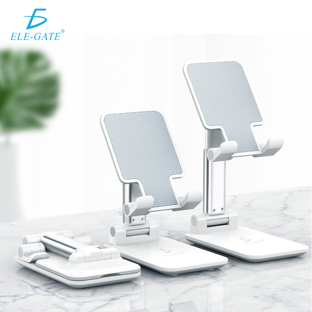 Soporte Celular Escritorio Telescópico Plegable Ajustable Altura Ángulo Antideslizante Base Estable