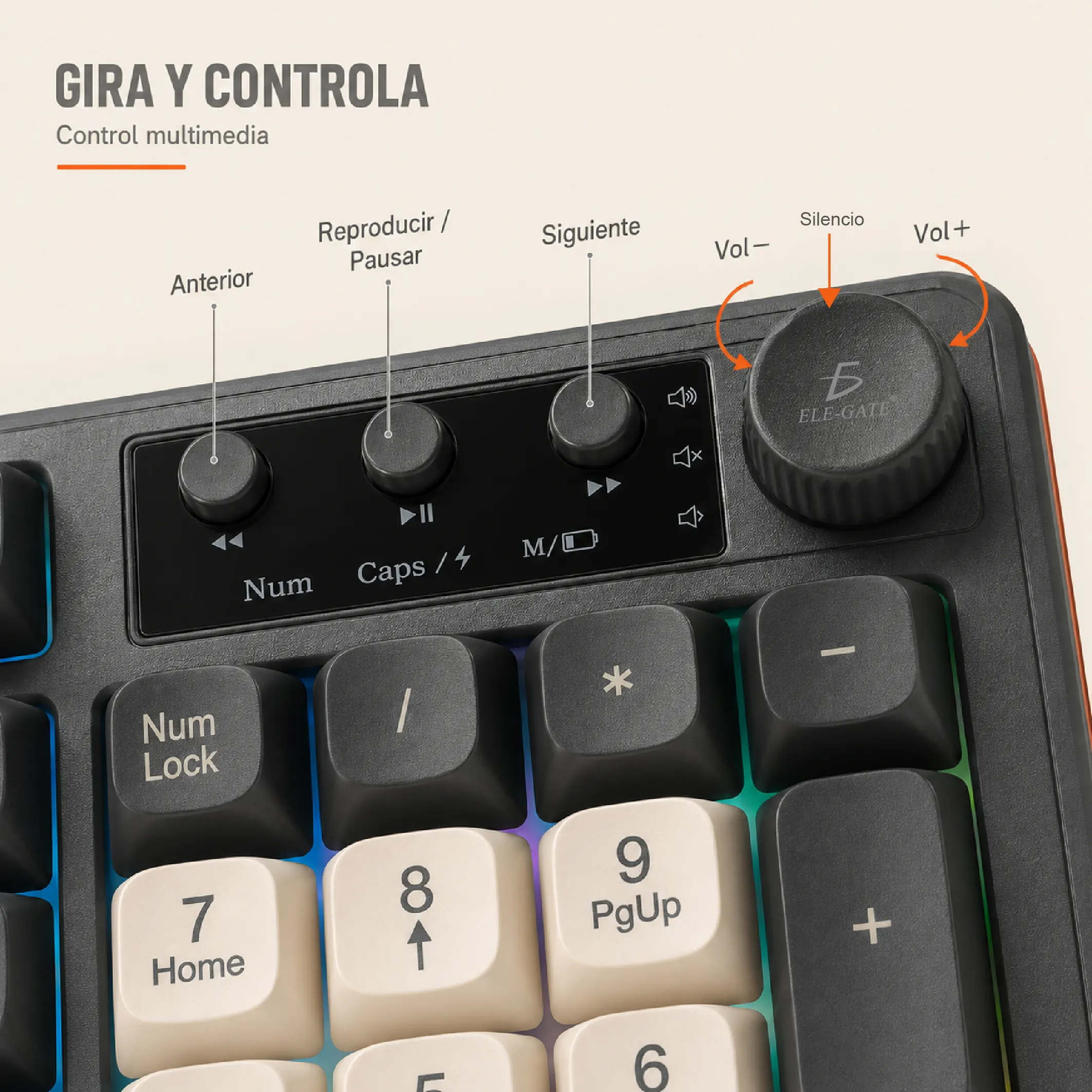 Teclado Gamer de 99 Teclas Bluetooth, 2.4 GHz y Cable USB - Imagen 3