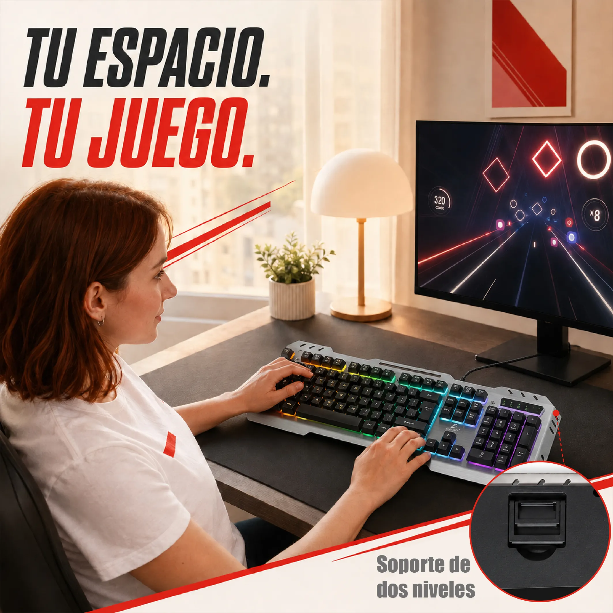 Teclado Gamer USB de 104 Teclas con Luz Arcoíris - Imagen 2