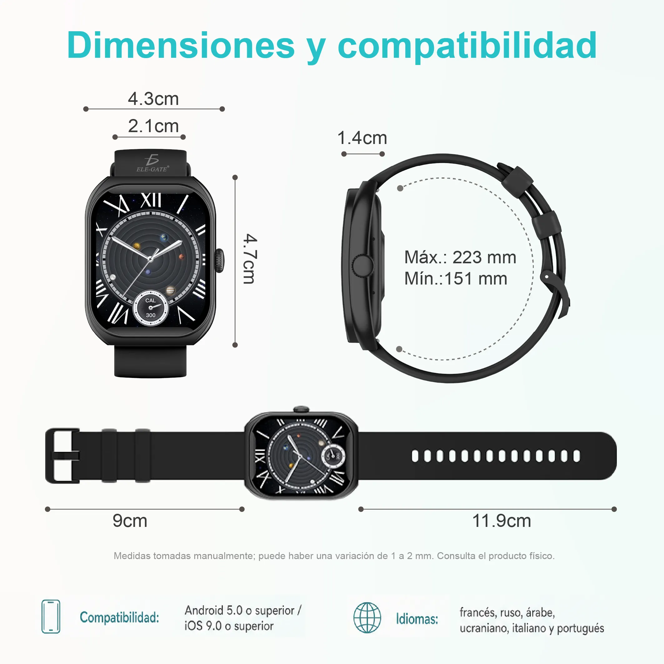 Smart Watch Deportivo con Pantalla Curva de 2” – Sumergible, con Llamadas Bluetooth y Carga Inalámbrica - Imagen 8