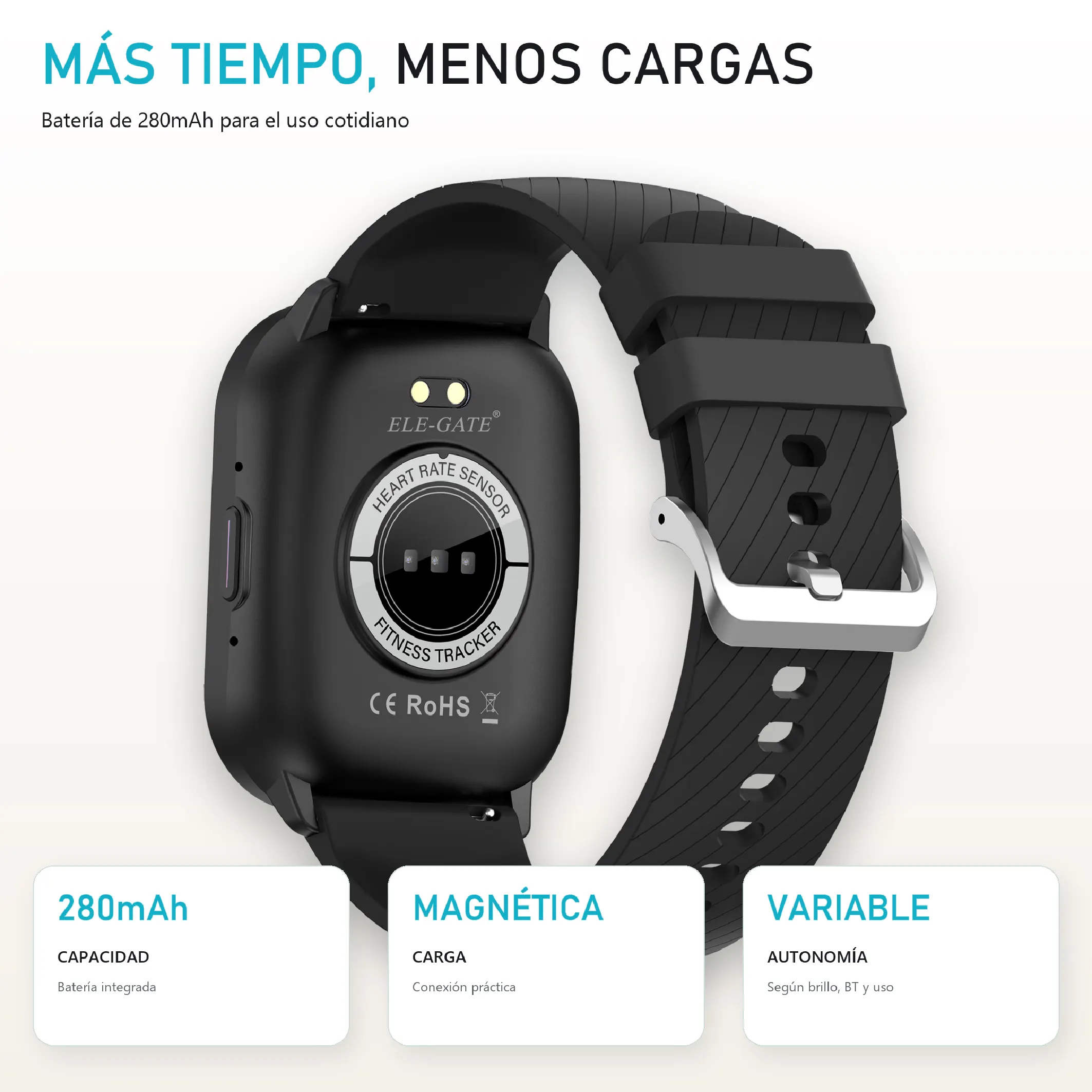 Smart Watch Fashion de 2” con Pantalla Cuadrada – Sumergible, Llamadas Bluetooth y Carga Inalámbrica - Imagen 3
