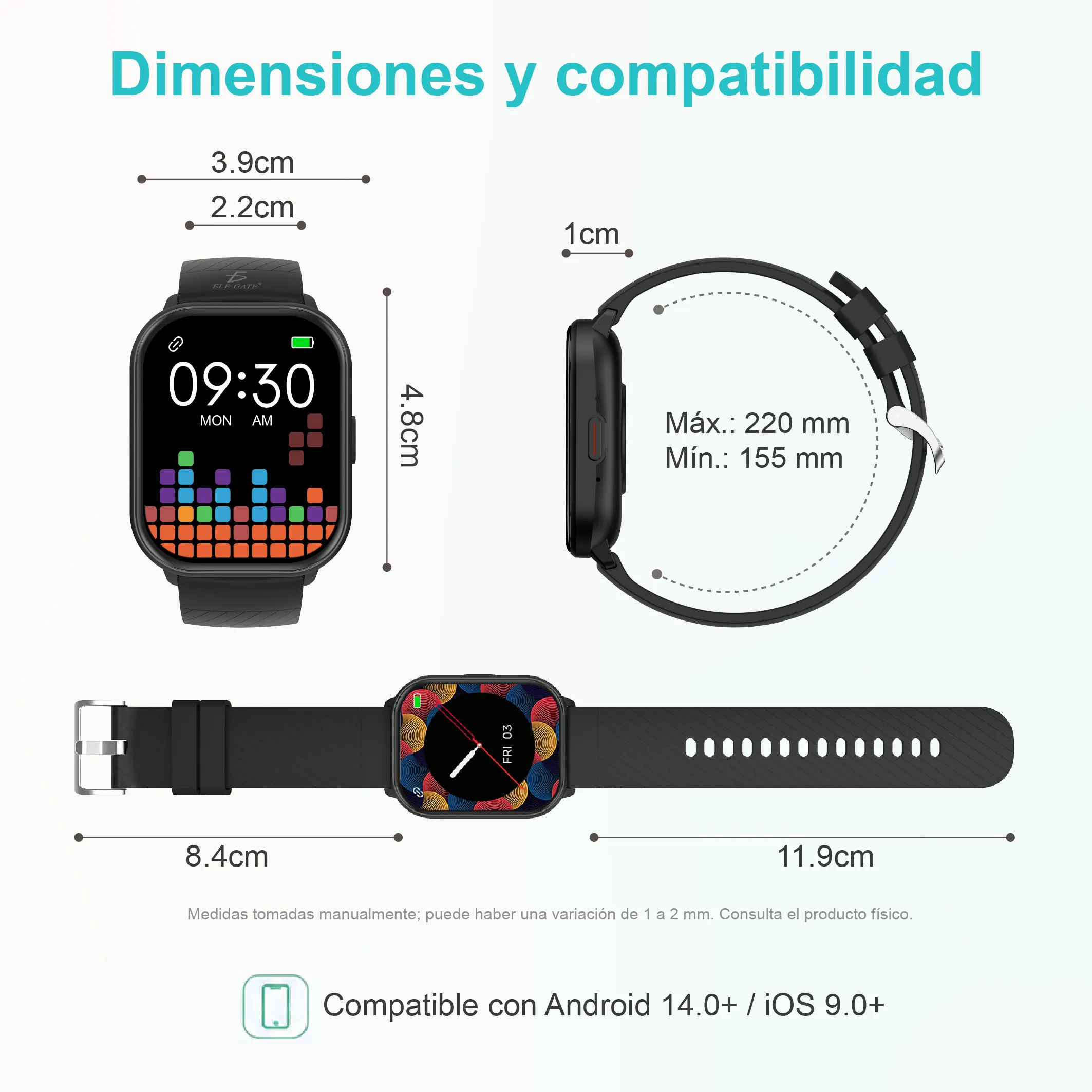 Smart Watch Fashion de 2” con Pantalla Cuadrada – Sumergible, Llamadas Bluetooth y Carga Inalámbrica - Imagen 6