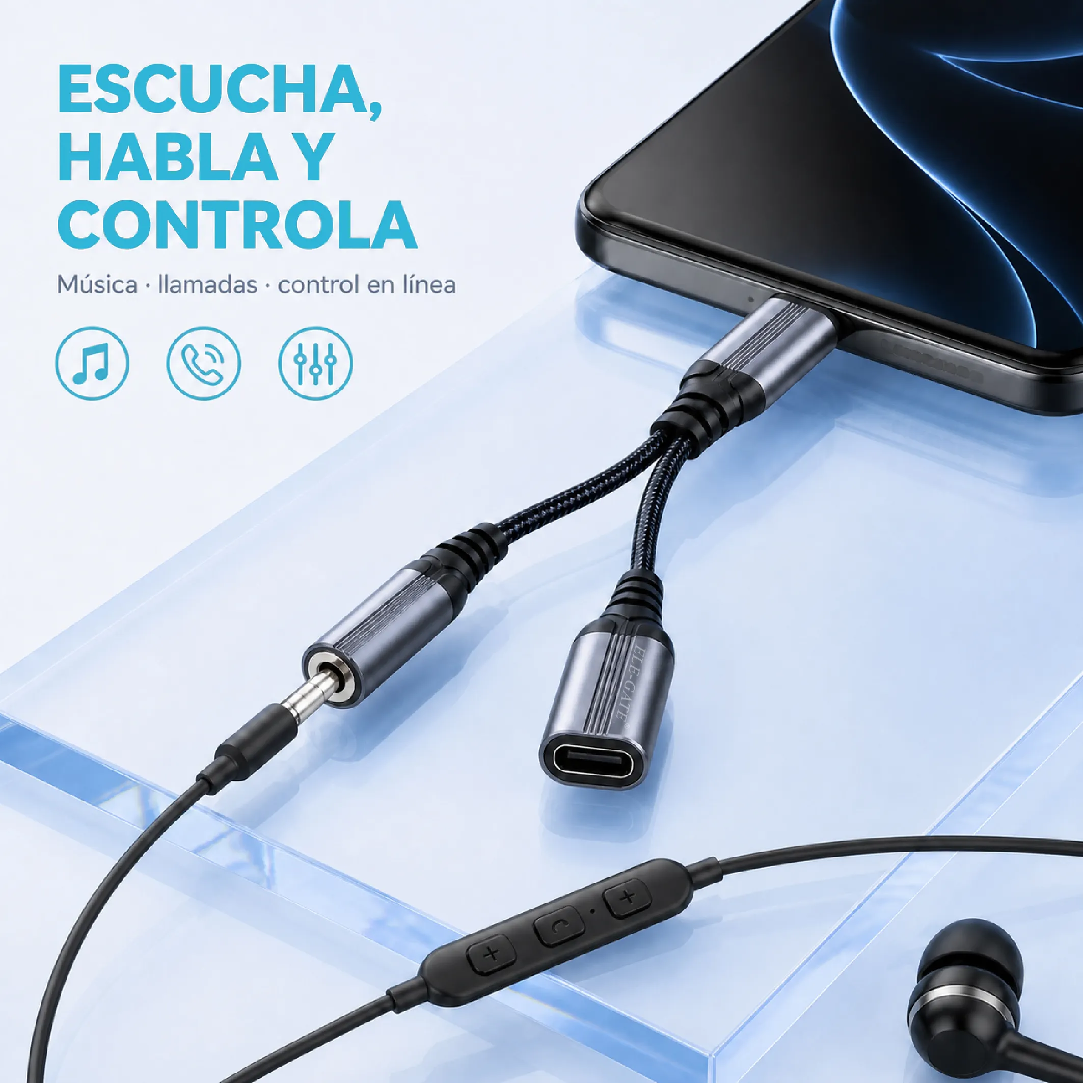 Adaptador USB-C a 3.5 mm y USB-C para audio y carga - Imagen 2