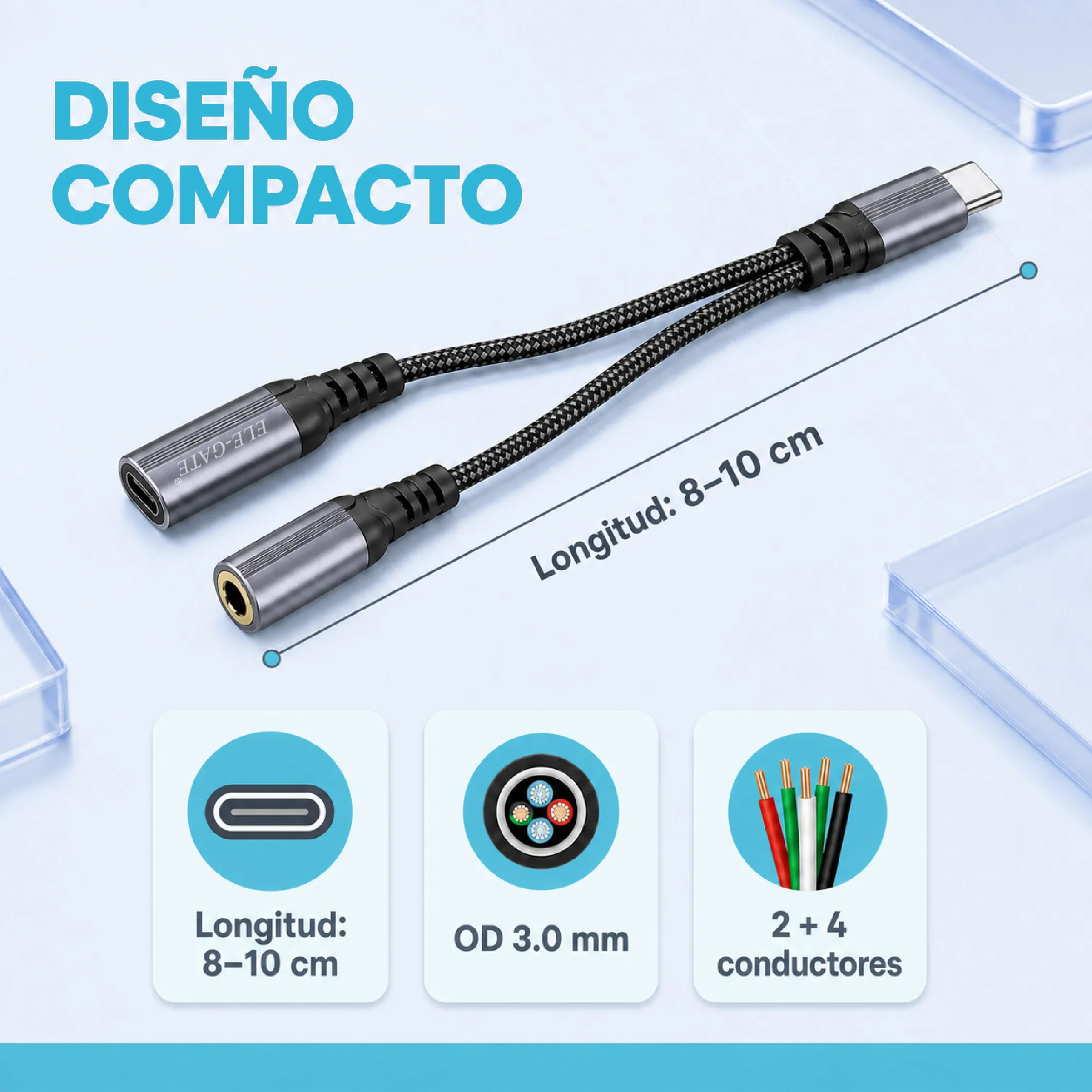 Adaptador USB-C a 3.5 mm y USB-C para audio y carga - Imagen 3