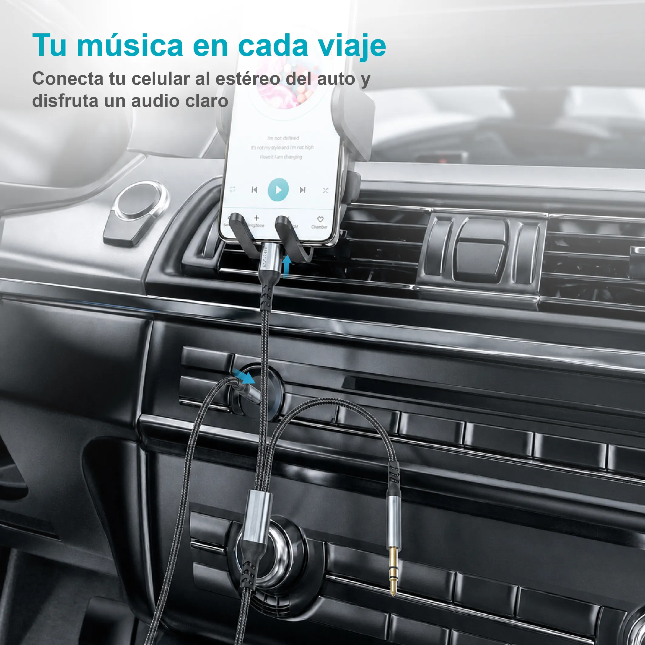 Cable AUX 2 en 1 USB-C y 3.5 mm a plug 3.5 mm, 1 m - Imagen 6